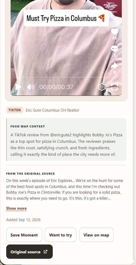 Bobby Jo’s Pizza Moment with creator attribution, context, an original-source excerpt, and an Original source link.